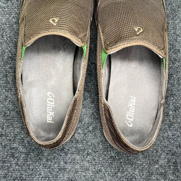 OluKai Nohea Mesh Shoes Men\'s Size 12 Brown Convertible‎ Slip On Comfort Loafers